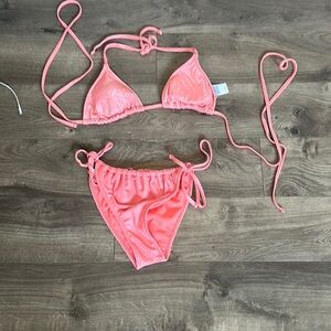 Sparkly pink bikini with cup padding